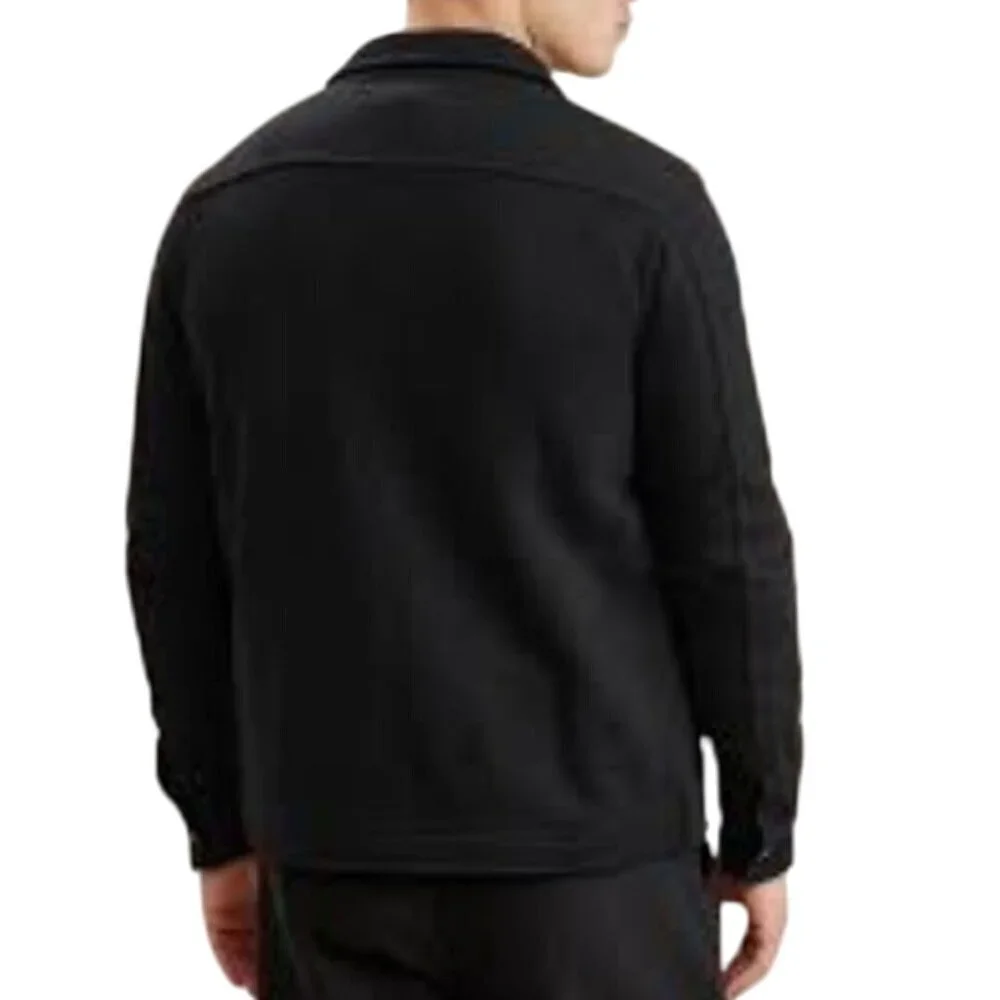 Banana Republic Ribbed Texture Jacket Black Full Zip Snap Pockets Size M